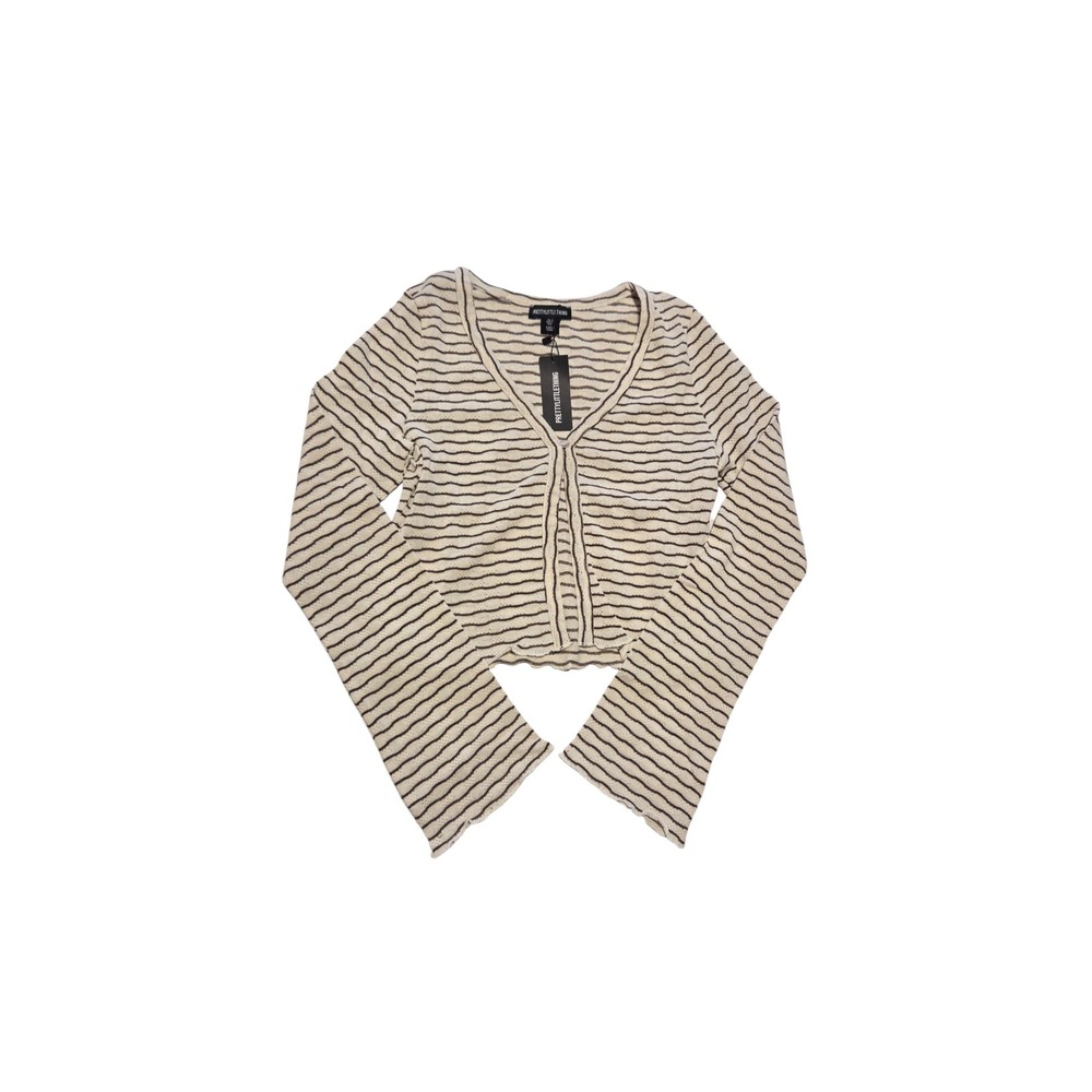 PrettyLittleThing Striped Cardigan and Maxi Skirt Set Chocolate Brown Cream US 6 - Picture 13 of 16